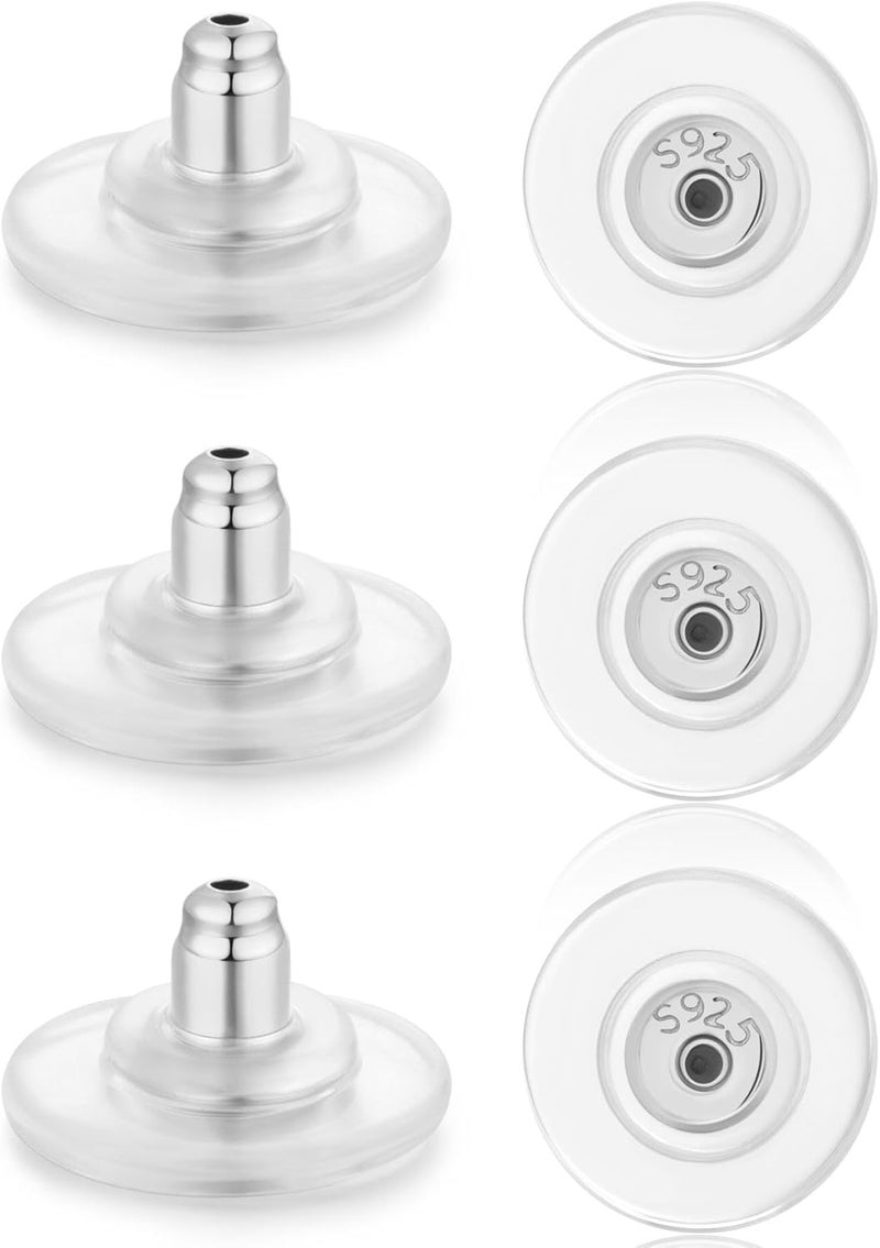 Moconar Earring Backs, 925 Sterling Silver Locking Earring Backs for Studs, Hypoallergenice Secure Earring Backs Replacements for Studs/Droopy Heavy Ears, No-Irritate Earring Backs for Adults (Silver) - Image 1